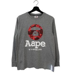 Aape head red camo logo longsleeve t shirt gray
